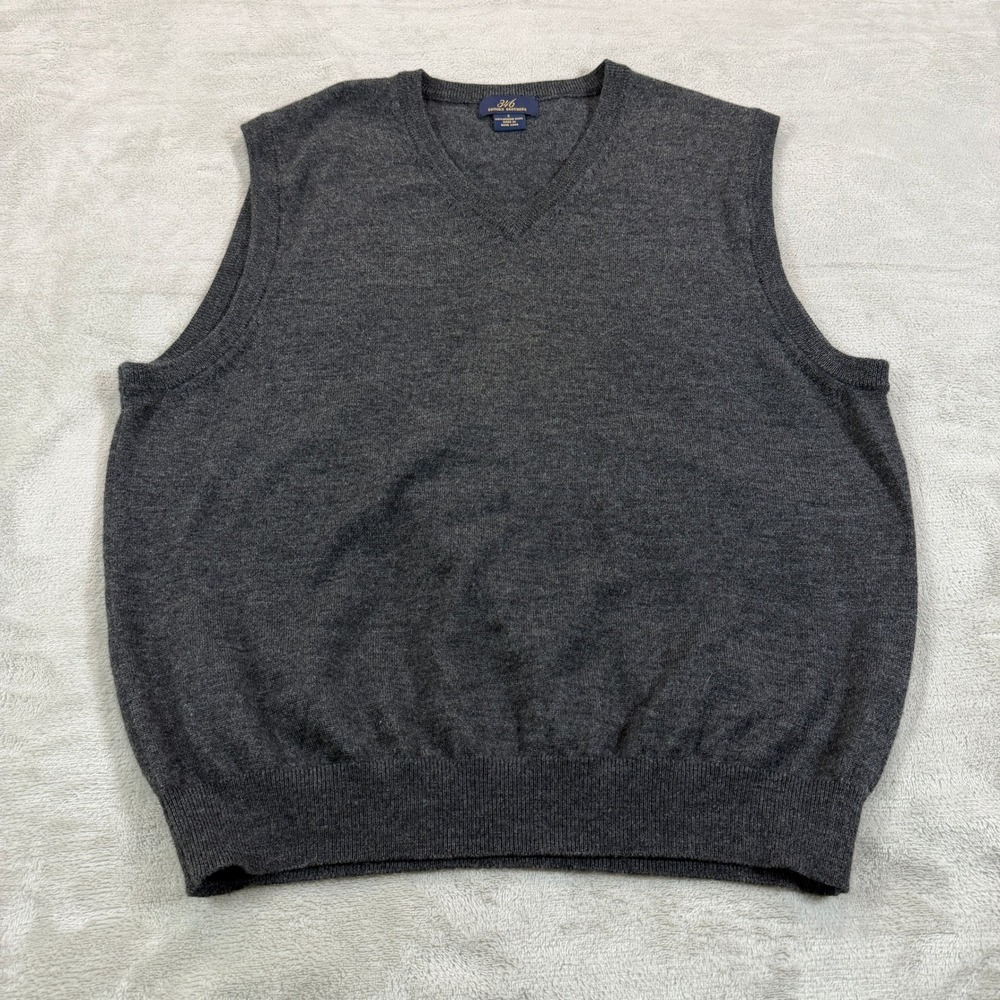 Brooks Brothers 346 Mens Small Merino Wool V-Neck Sweater Vest Charcoal Gray EUC